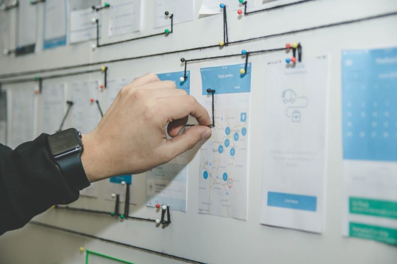 Man using board for planning