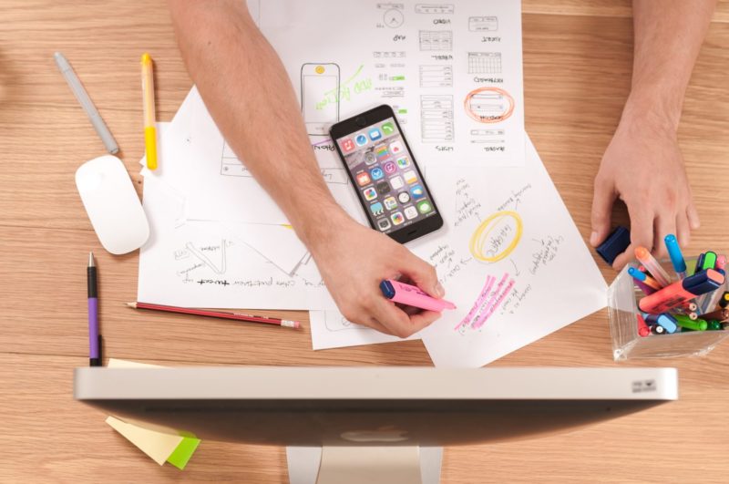 Man doing planning on paper